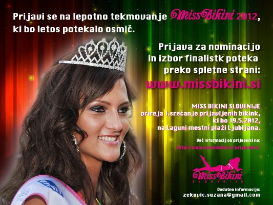 Še jutri možna prijava na Miss bikini Slovenije 2012